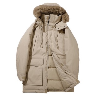 李宁连帽潮流中长款羽绒服男款2025冬季款鸭绒羽绒服风衣AYMU361