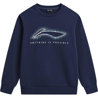 李宁童圆领男女同款套头无帽卫衣