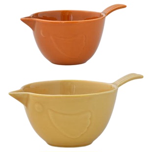 霜山料理碗两件套小鸟沙拉碗带手柄碗备菜打蛋碗调料碗微波炉可用