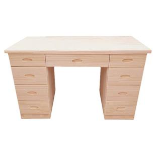 松木电脑桌书桌原木学习桌家用实木写字台中式办公桌带抽屉定制