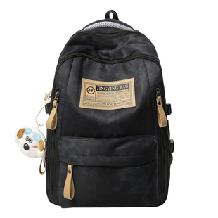 黑色书包初中生男生青少年高中生学生党高颜值双肩包男大容量轻便