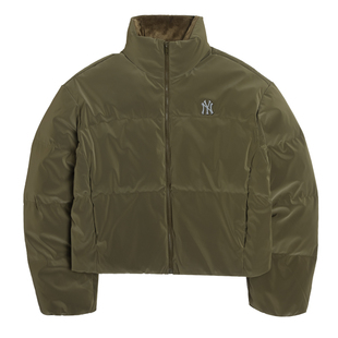 MLB官网女子短款羽绒服2025春季新款保暖运动军绿色外套3FDJB4056
