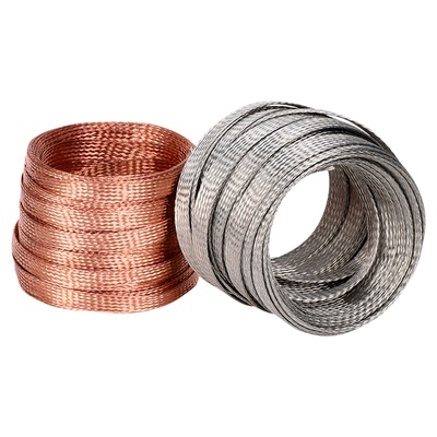 国标足米铜编织接地线架桥法兰跨软铜软连接镀锡编织铜带编织线