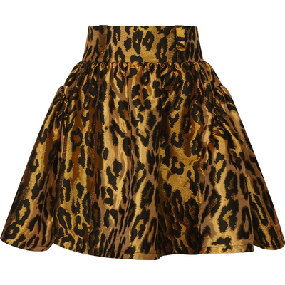 superr  金豹纹织锦提花高腰贵气复古蓬蓬半裙A字半身裙短款女