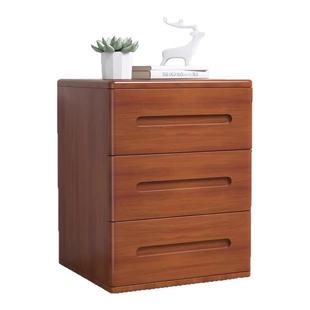 全实木床头柜三抽款原木色收纳柜北欧床边柜落地式储物柜子三斗柜