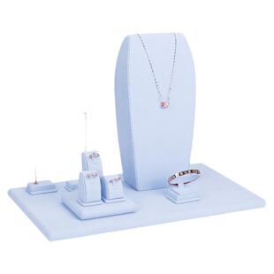 浅蓝色珠宝展示首饰陈列道具饰品展示脖子柜台陈列摆台首饰展示架