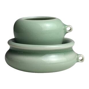 弟窑青瓷鸟笼配件绣眼红子贝子金青黑白麻雀鸟食罐鸟碗鸟杯两件套