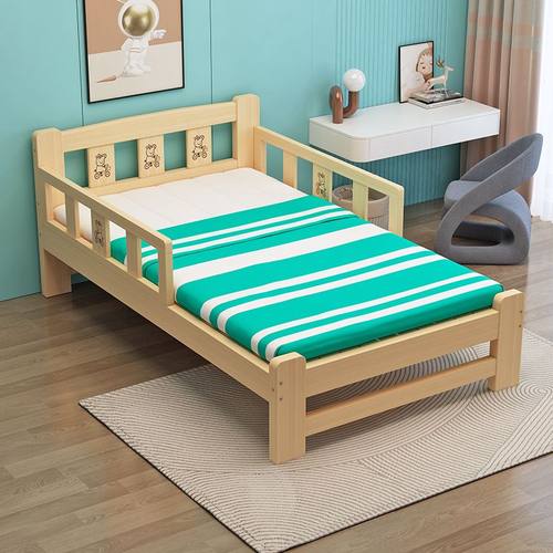 实木儿童床带护栏小床婴儿男孩女孩公主床单人床边床加宽拼接大床