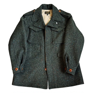 秋冬之交温暖系列经典复古工装粗花呢M43野战夹克男女通用短风衣