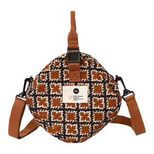 三色补丁菱格骰子包女2025新款秋冬民族风灯芯绒斜挎包格子单肩包