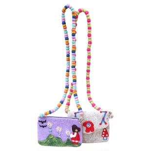 漫游记新品多彩球球撞色羊毛球替换肩带包包链子链条 diy单肩斜跨