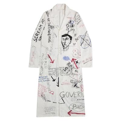 RAF15FW纯手绘涂鸦长款风衣外套