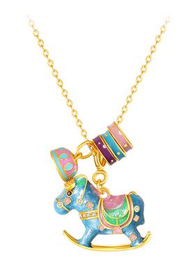 【生日礼物】周大生木马项链纯银