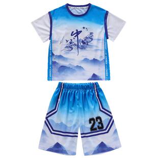 男童夏装球服套装洋气儿童夏季篮球服中大童运动速干衣中国风炸街