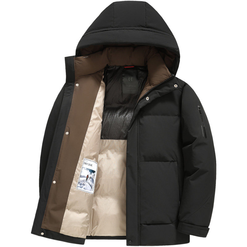 雪中飞短款连帽羽绒服男冬季外套