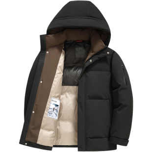 雪中飞短款羽绒服男冬季外套2025年新款连帽中青年加厚保暖鸭绒袄