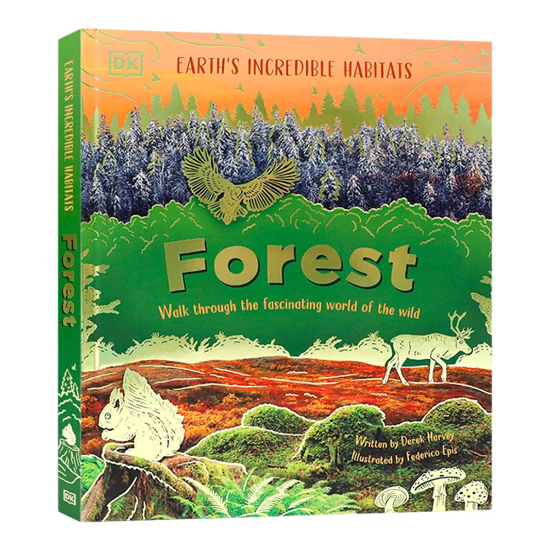 DK出品 森林 穿越迷人的野生世界 英文原版 Forest Walk Through the Fascinating World of the Wild 儿童插画自然科普绘本 精装