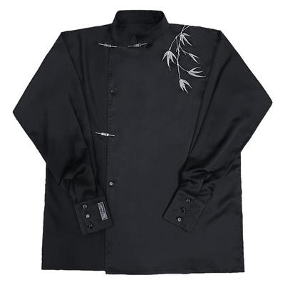 仓宝儿屋竹子刺绣立领新中式衬衫