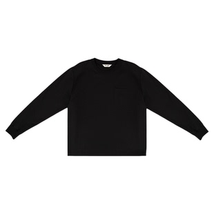 JUST SHINE/时晒小众设计黑色圆领长袖宽松休闲上衣简约百搭款