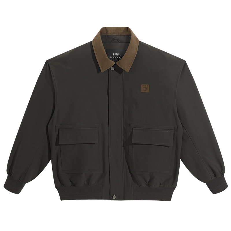 太平鸟男装夹克25秋冬新款复古巴恩风工装羽绒服质感通勤宽松外套