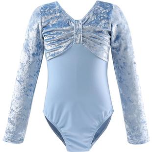 儿童舞蹈服秋冬长袖新款丝绒女孩练功女童连体体操少儿形体练功服