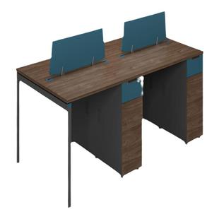 格诺瓦胡桃色职员屏风办公卡位2人位简约现代家具四6人财务桌四位