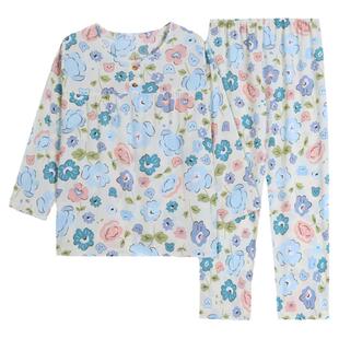 春秋季网红风女款套头棉绸睡衣女士长袖宽松大码款绵绸人造棉夏款