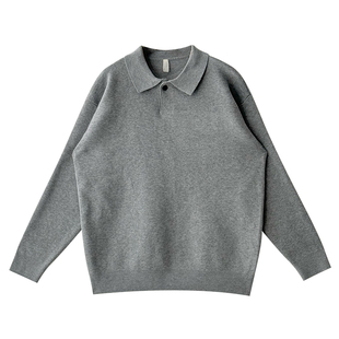 Nick Tian 一粒扣极简高级感翻领毛衣男秋冬季韩系长袖针织衫上衣