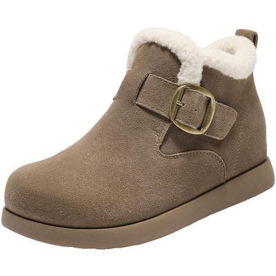 百丽高帮毛毛勃肯鞋冬季新款厚底雪地靴内增高保暖棉鞋子E5A1DDD5