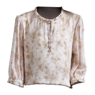 重磅真丝绸缎面t恤女2025夏新款短袖名媛大牌印花双乔桑蚕丝上衣