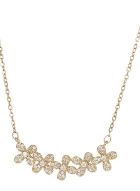 真金电镀微镶锆石气质锁骨链女小众设计高级感太阳花项链百搭颈链