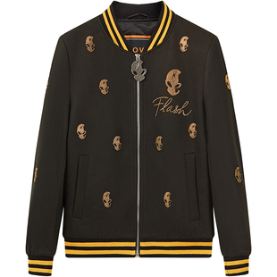 BM男士外星人烫钻夹克棒球服外套男潮牌欧美街头嘻哈潮流韩版休闲