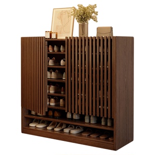 实木鞋柜小户型家用入户门口大容量免安装鞋柜室外楼道多层置物架