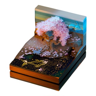 2026樱花之约树屋3D立体日历手撕纸雕便签一鹿有你创意台历礼物女