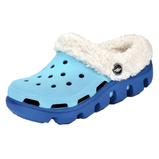 冬季室内儿童鞋加绒洞洞鞋中大童宝宝男童女童防滑毛毛棉鞋拖鞋