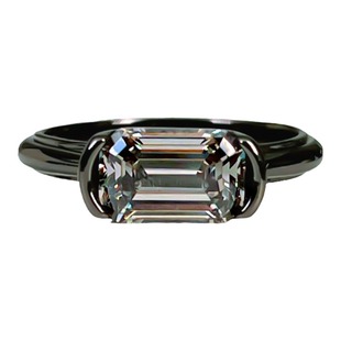 酷飒风黑金枕型925银祖母绿切戒指镶嵌高碳钻ins冷淡风炫酷简约女