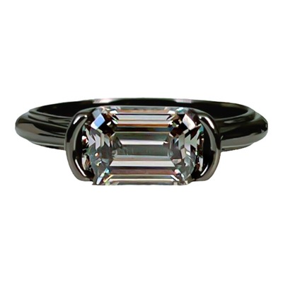 酷飒风黑金925银祖母绿切戒指