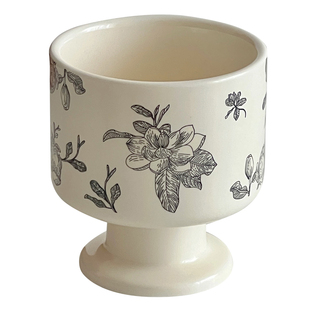 ins复古山茶花陶瓷马克杯高级感花朵杯子女生高颜值咖啡杯高脚杯