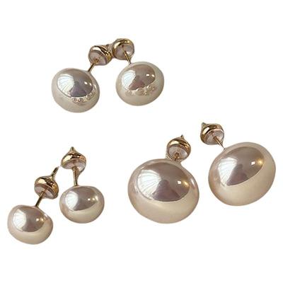 高级感馒头粉光珍珠耳钉女款时尚轻奢气质耳环2025新款小众耳饰品