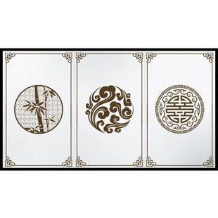 中式古风玻璃门静电磨砂贴膜中国风窗格书房屏风隔断梅兰竹菊贴纸