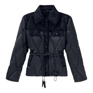 【商场同款】HPLY荷比俪冬季新款白鹅绒盘扣小香风拼接羽绒服