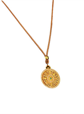 新款古法沙金999罗盘吊坠