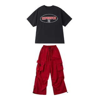 jazz爵士舞穿搭上衣女童2026新款衣服短袖街舞服装男童工装裤套装