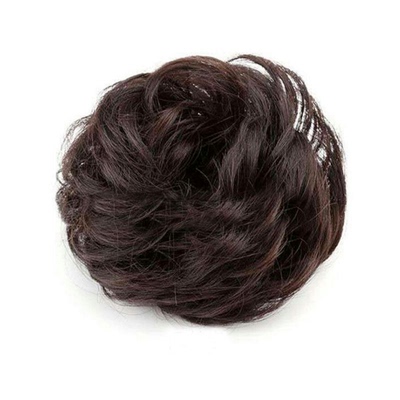 黑色柔顺蓬松仿真丸子头发圈