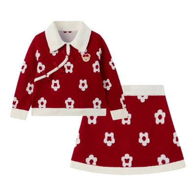 【新年】PawinPaw卡通小熊童装26年新款国风女宝宝毛织套装裙