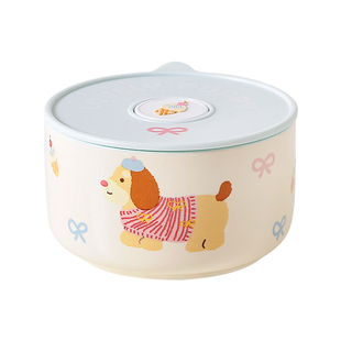 川岛屋可爱陶瓷饭盒上班族微波炉加热专用保鲜盒带盖碗密封便当盒