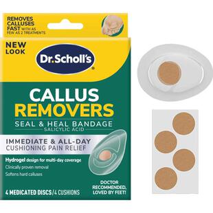 DrScholls美国爽健水凝胶科技轻薄透气老茧足茧去除修复贴4片/盒