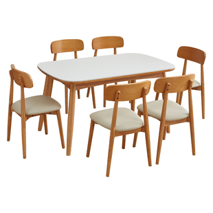 全友家居现代北欧风实木岩板餐桌2025新款客厅家用吃饭用餐椅组合