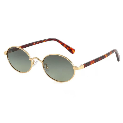 老钱风金属椭圆防紫外线太阳镜