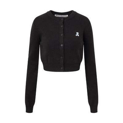 RR辣妹短款logo刺绣针织开衫